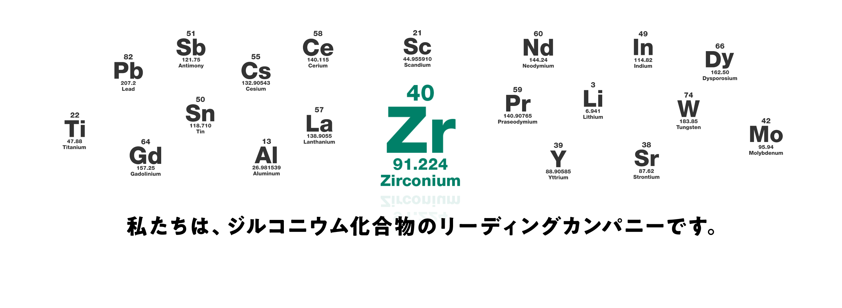 私たちはジルコニウム化合物のリーディングカンパニーです。
